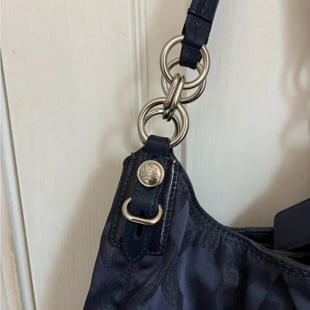 COACH Maggie Shoulder Bag in Navy with Silver Hardware - Picture 2 of 11